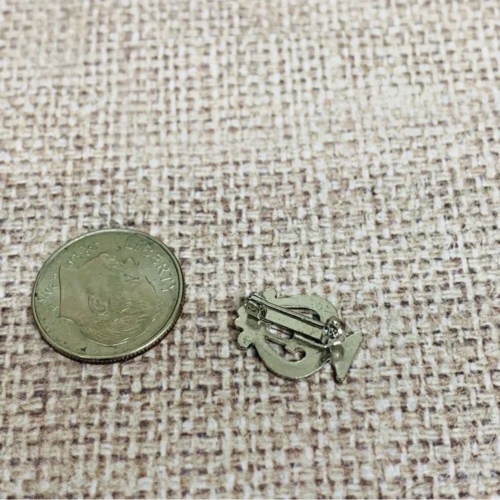 Silver Mini Harp Pin‎ - Picture 2 of 2